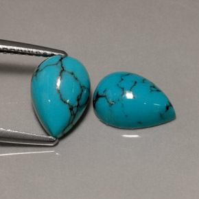 3.06 ct Blue Turquoise Stone, Natural Turquoise in Pear Cabochon Shape for Sale