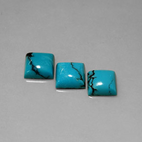 5.73 ct Blue Turquoise Stone, Natural Turquoise in Square Cabochon Shape for Sale