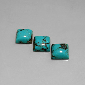 5.59 ct Blue Turquoise Gemstone, Turquoise Gem in Square Cabochon Shape for Sale.