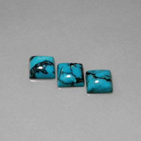 5.33 ct Blue Turquoise Stone, Natural Turquoise in Square Cabochon Shape for Sale