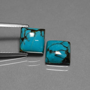4.29 ct Blue Turquoise Gemstone, Turquoise Gem in Square Cabochon Shape for Sale.
