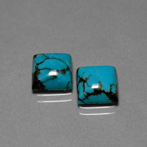 4.29 ct Blue Turquoise Stone, Natural Turquoise in Square Cabochon Shape for Sale