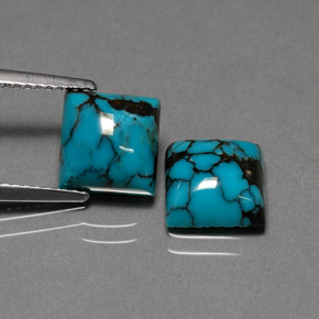 4.22 ct Blue Turquoise Gemstone, Turquoise Gem in Square Cabochon Shape for Sale.