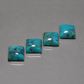 6.58 ct Blue Turquoise Stone, Natural Turquoise in Square Cabochon Shape for Sale