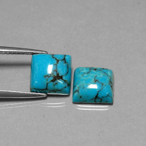 3.61 ct Blue Turquoise Gemstone, Turquoise Gem in Square Cabochon Shape for Sale.