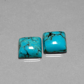 3.61 ct Blue Turquoise Stone, Natural Turquoise in Square Cabochon Shape for Sale