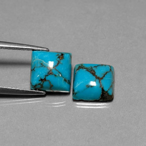 4.04 ct Blue Turquoise Gemstone, Turquoise Gem in Square Cabochon Shape for Sale.