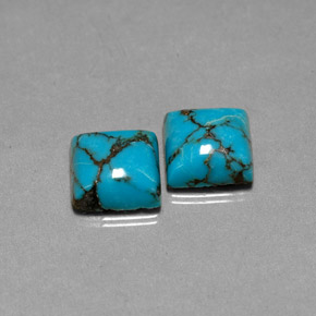 4.04 ct Blue Turquoise Stone, Natural Turquoise in Square Cabochon Shape for Sale