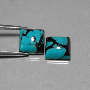 3.99 ct Blue Turquoise Gemstone, Turquoise Gem in Square Cabochon Shape for Sale.