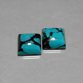 3.99 ct Blue Turquoise Stone, Natural Turquoise in Square Cabochon Shape for Sale