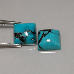 3.87 ct Blue Turquoise Gemstone, Turquoise Gem in Square Cabochon Shape for Sale.