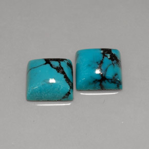 3.87 ct Blue Turquoise Stone, Natural Turquoise in Square Cabochon Shape for Sale