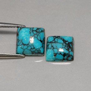 3.60 ct Blue Turquoise Stone, Natural Turquoise in Square Cabochon Shape for Sale