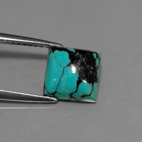 1.65 ct Blue Turquoise Gemstone, Turquoise Gem in Square Cabochon Shape for Sale.