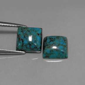 3.75 ct Blue Turquoise Gemstone, Turquoise Gem in Square Cabochon Shape for Sale.