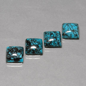 7.41 ct Blue Turquoise Stone, Natural Turquoise in Square Cabochon Shape for Sale