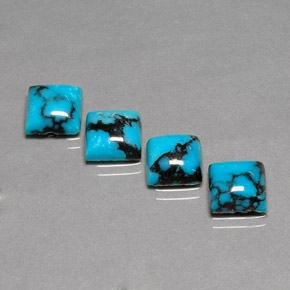 8.15 ct Blue Turquoise Gemstone, Turquoise Gem in Square Cabochon Shape for Sale.