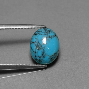 1.91 ct Blue Turquoise Gemstone, Turquoise Gem in Oval Cabochon Shape for Sale.
