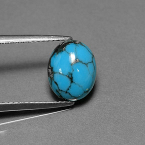 1.79 ct Blue Turquoise Gemstone, Turquoise Gem in Oval Cabochon Shape for Sale.