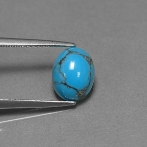 1.25 ct Blue Turquoise Stone, Natural Turquoise in Oval Cabochon Shape for Sale