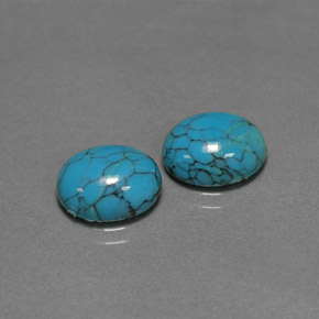 3.67 ct Blue Turquoise Gemstone, Turquoise Gem in Oval Cabochon Shape for Sale.