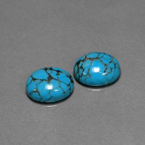 3.26 ct Blue Turquoise Gemstone, Turquoise Gem in Oval Cabochon Shape for Sale.
