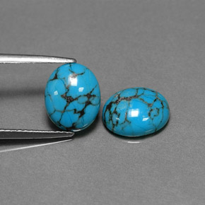 3.26 ct Blue Turquoise Stone, Natural Turquoise in Oval Cabochon Shape for Sale