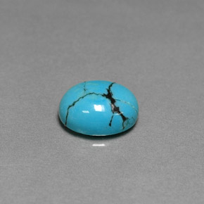 1.87 ct Blue Turquoise Gemstone, Turquoise Gem in Oval Cabochon Shape for Sale.
