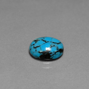 1.55 ct Blue Turquoise Gemstone, Turquoise Gem in Oval Cabochon Shape for Sale.