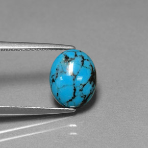1.55 ct Blue Turquoise Stone, Natural Turquoise in Oval Cabochon Shape for Sale
