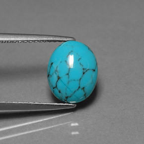 1.70 ct Blue Turquoise Stone, Natural Turquoise in Oval Cabochon Shape for Sale