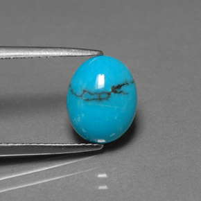 1.91 ct Blue Turquoise Stone, Natural Turquoise in Oval Cabochon Shape for Sale