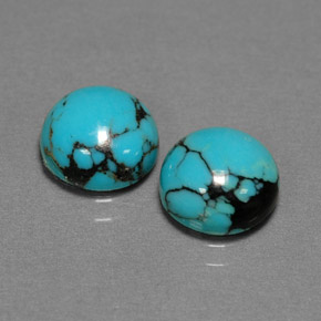 2.80 ct Blue Turquoise Gemstone, Turquoise Gem in Round Cabochon Shape for Sale.