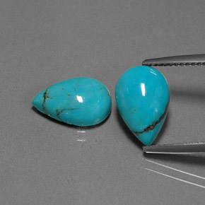 4.59 ct Green Turquoise Gemstone, Turquoise Gem in Pear Cabochon Shape for Sale.