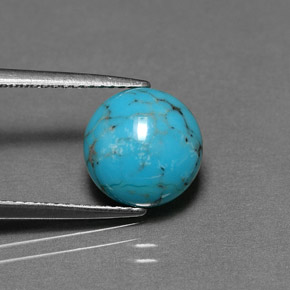 2.58 ct Blue Turquoise Stone, Natural Turquoise in Round Cabochon Shape for Sale
