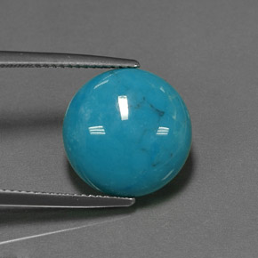 6.47 ct Blue Turquoise Stone, Natural Turquoise in Round Cabochon Shape for Sale