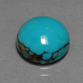 3.06 ct Blue Turquoise Gemstone, Turquoise Gem in Round Cabochon Shape for Sale.