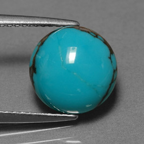 3.06 ct Blue Turquoise Stone, Natural Turquoise in Round Cabochon Shape for Sale