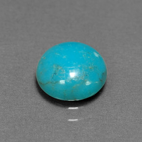 1.30 ct Blue Turquoise Gemstone, Turquoise Gem in Round Cabochon Shape for Sale.