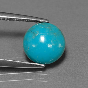 1.30 ct Blue Turquoise Stone, Natural Turquoise in Round Cabochon Shape for Sale