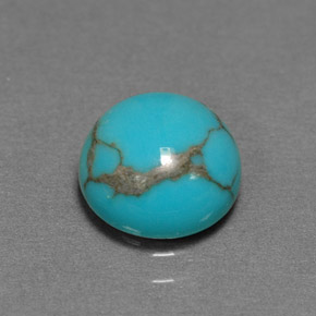 1.39 ct Blue Turquoise Gemstone, Turquoise Gem in Round Cabochon Shape for Sale.