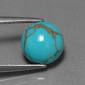 1.39 ct Blue Turquoise Stone, Natural Turquoise in Round Cabochon Shape for Sale