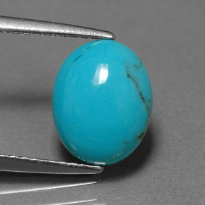 1.55 ct Blue Turquoise Gemstone, Turquoise Gem in Oval Cabochon Shape for Sale.
