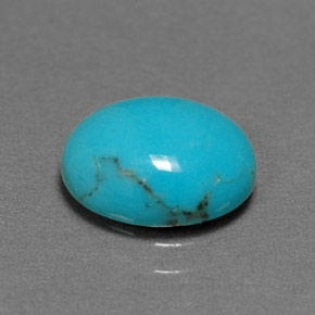 1.55 ct Blue Turquoise Stone, Natural Turquoise in Oval Cabochon Shape for Sale
