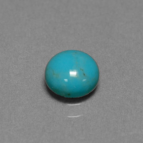 0.66 ct Blue Turquoise Gemstone, Turquoise Gem in Round Cabochon Shape for Sale.