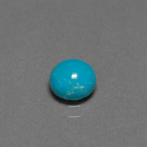 0.75 ct Blue Turquoise Gemstone, Turquoise Gem in Round Cabochon Shape for Sale.