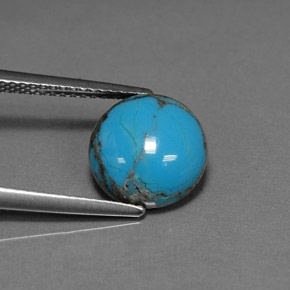 2.47 ct Blue Turquoise Stone, Natural Turquoise in Round Cabochon Shape for Sale