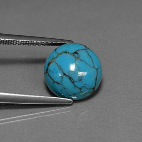 2.63 ct Green Turquoise Gemstone, Turquoise Gem in Round Cabochon Shape for Sale.