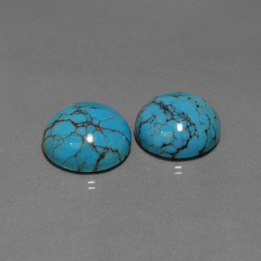 5.18 ct Blue Turquoise Gemstone, Turquoise Gem in Round Cabochon Shape for Sale.