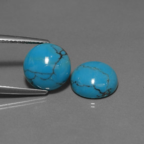 4.87 ct Blue Turquoise Stone, Natural Turquoise in Round Cabochon Shape for Sale